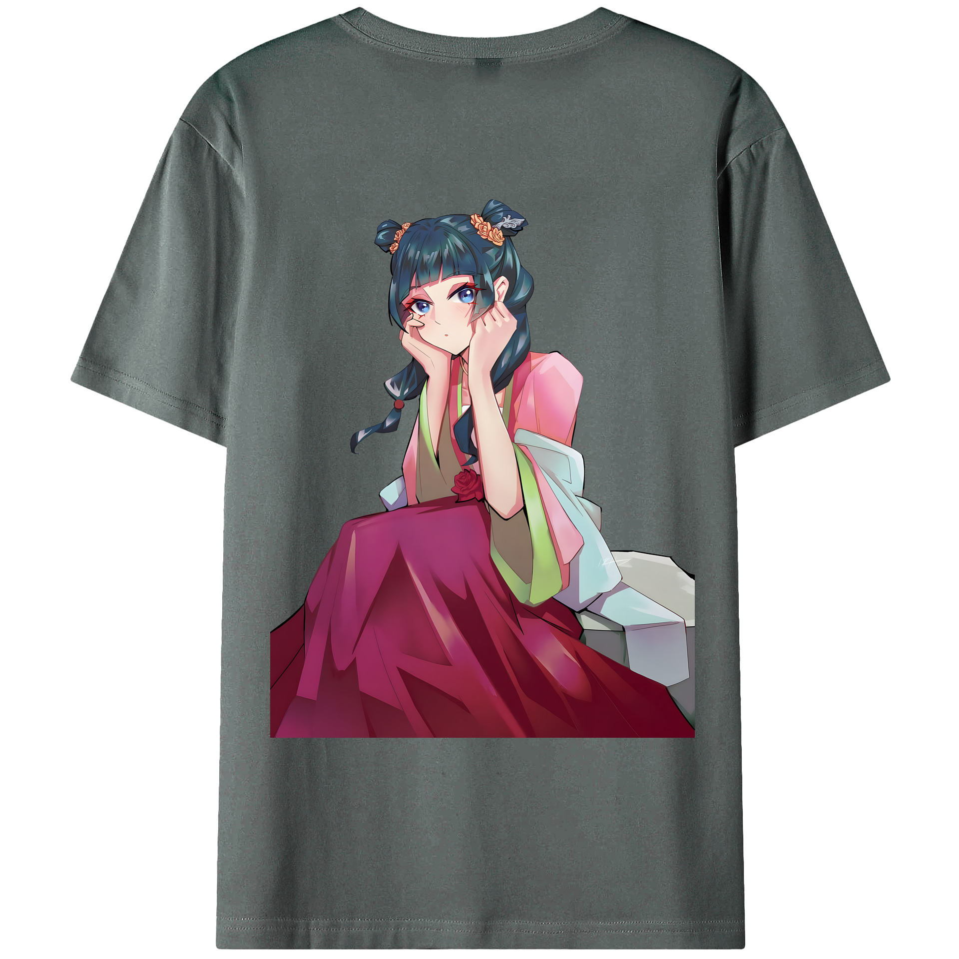 （画像用） 薬屋のひとりごと The Apothecary Diaries 綿100％ メンズ半袖Tシャツ（バックプリント） 通気性